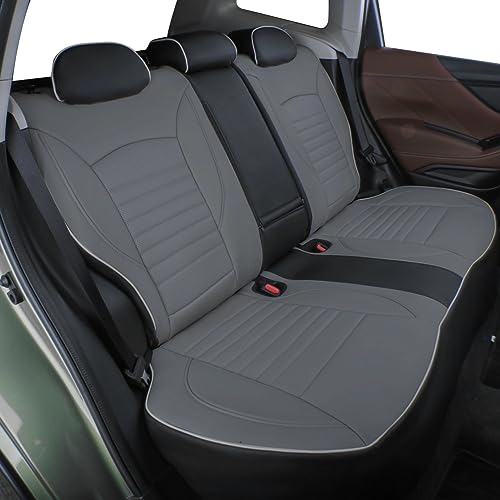 EKR Custom Fit Forester Car Seat Covers for Select Subaru Forester 2019 2020 2021 2022 2023 2024 - Full Set,Leather (Black/Gray) - Image 3