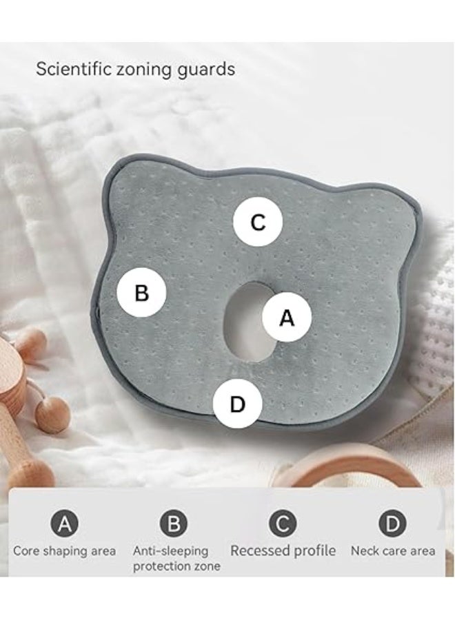Newborn Baby Head Shaping Pillow 0-12 Months | Anti-Flat Head Memory Foam | Soft Velvet Infant Pillow for Crib, Stroller & Car Seat - Image 2