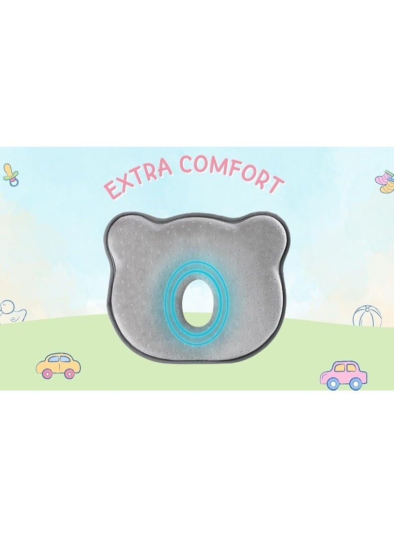 Newborn Baby Head Shaping Pillow 0-12 Months | Anti-Flat Head Memory Foam | Soft Velvet Infant Pillow for Crib, Stroller & Car Seat - Image 4