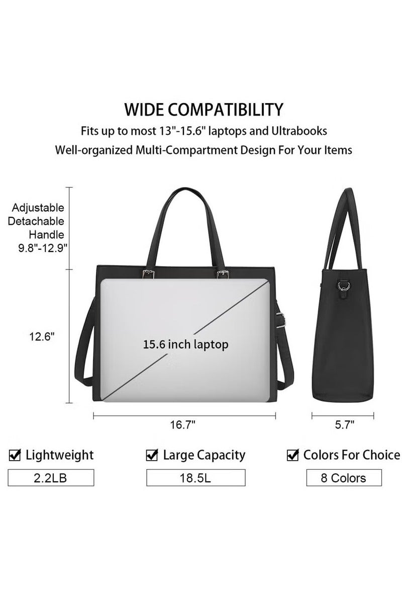 حقيبة كمبيوتر محمول نسائية مقاومة للماء وخفيفة الوزن من الجلد مقاس 15.6 بوصة - Image 3