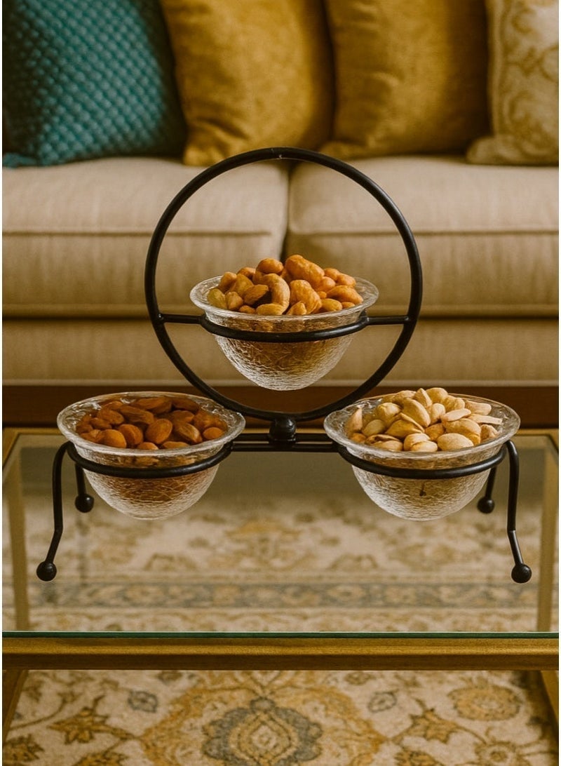 القناص شيالة مكسرات و حلاوة قزاز ثلجي 3 خانة | بهيكل حديد اسود مطفي جودة عالية - Image 1