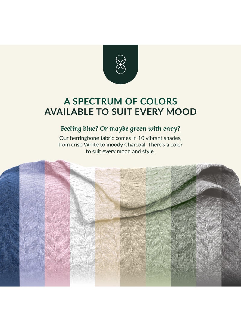 Cloud Scape Linen - 100% Cotton Herringbone Blanket for All Season, Soft and Breathable Thermal Blanket,Ensign Blue - Image 1