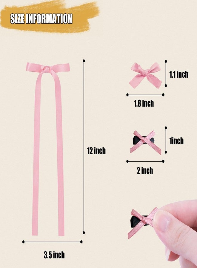 SAOROPEB Mini Hair Bows for Women Girls Cute Hair Clips Small Alligator Long Tail Hair Ribbon Accessories -3 Styles -36P - Black White Pink - Image 2