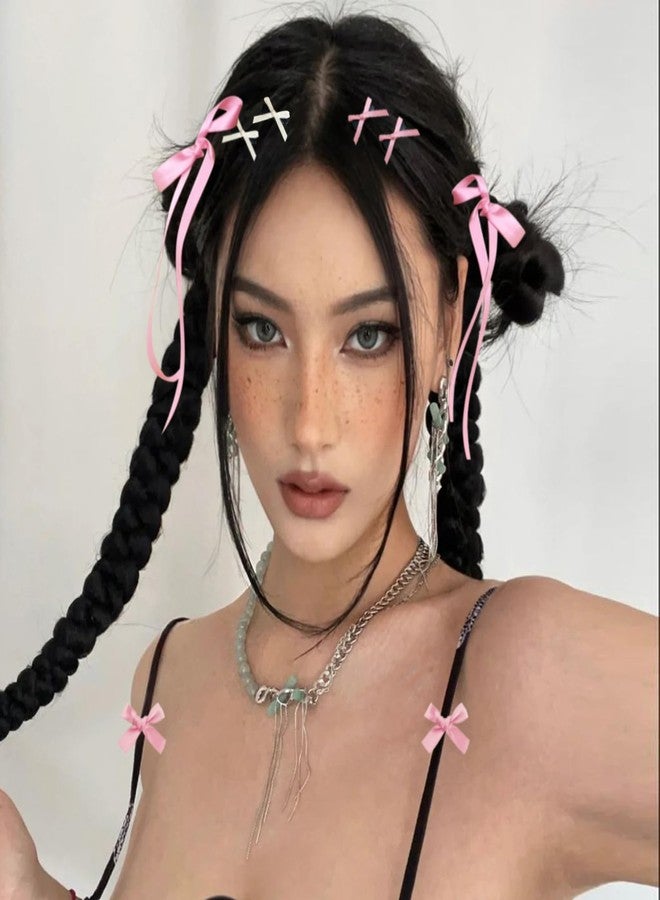 SAOROPEB Mini Hair Bows for Women Girls Cute Hair Clips Small Alligator Long Tail Hair Ribbon Accessories -3 Styles -36P - Black White Pink - Image 5