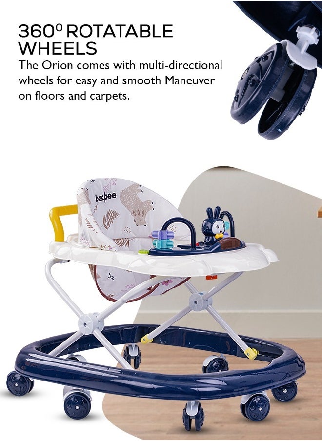 BAYBEE - Zato Baby Walker for Kids, Foldable Kids Walker with 3 Position Adjustable Height & Musical Toy Bar Activity Walker for Toddlers Walker for Baby Boy Girl 7 to 18 Months Dark Blue - Image 1