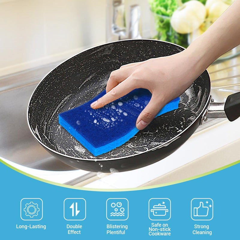AIDEA XL Scrub Sponges Non-Scratch 6Count, Extra Large Sponges Kitchen, Sponge for Dishes, Cleans Fast Without Scratching Safe for Non-Stick Cookware, Cleaning Power for Kitchen, House - Image 4