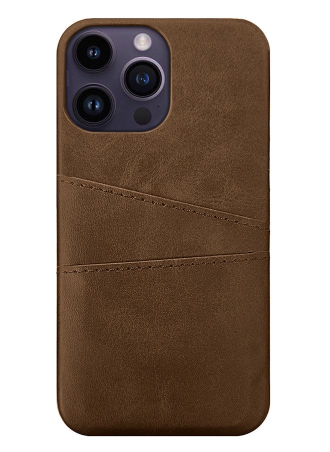CATANES iPhone 14 Pro Max 3Packs Case Cover Leather with Card Holder for Men Women Phone Case with 3D Screen Protector  - Brown  - Image 2