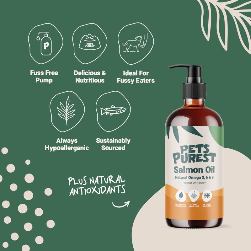 Pets Purest Salmon Oil for Dogs, Cats, Horses, Ferrets & Pets - 32 Fl Oz 100% Pure Premium Food Grade - Natural Omega 3, 6 & 9 Supplement - Promotes Coat, Skin, Joint and Brain Health - Image 3