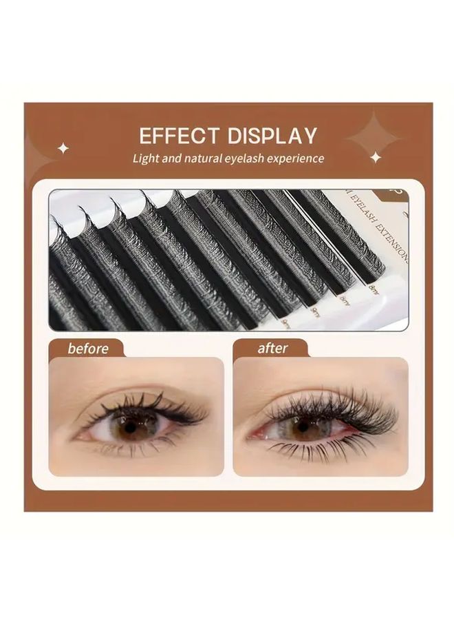 8D Hand Woven Faux Mink Eyelash Extensions 8 15mm C Curl Wispy Fans - Image 3
