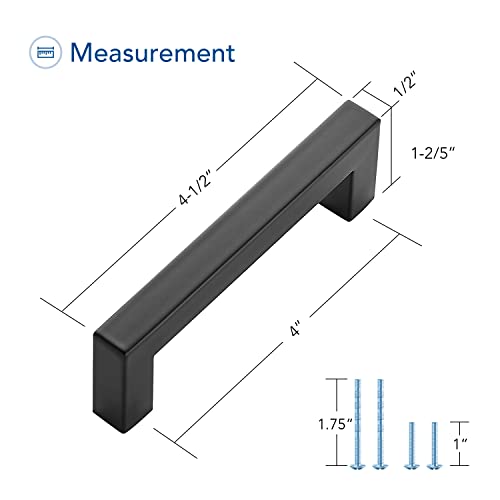 Ravinte 3 Pack Black Cabinet Pulls 4 Inch Square Kitchen Cabinet Handles Matte Black Kitchen Hardware for Drawer Pulls Drawer Handles Come with Screwdriver - Image 4