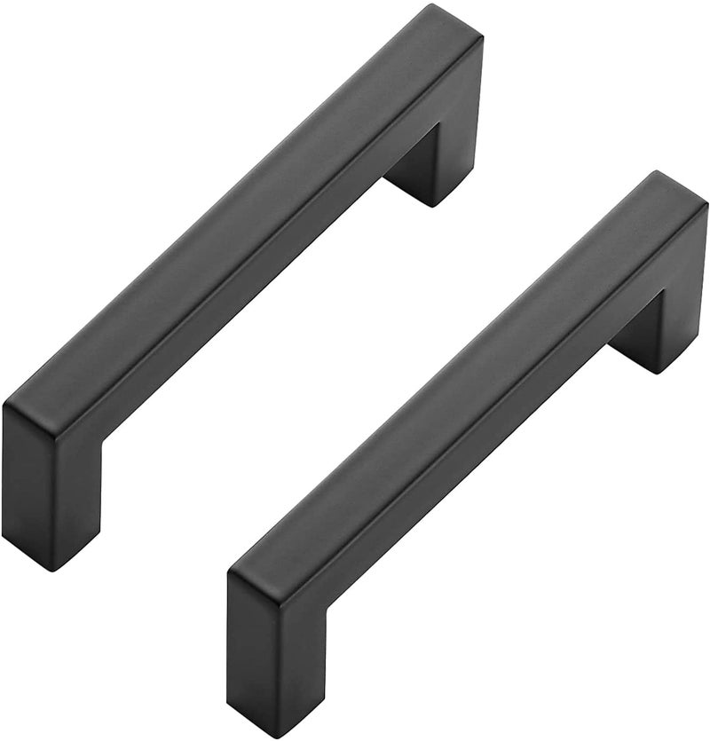 Ravinte 3 Pack Black Cabinet Pulls 4 Inch Square Kitchen Cabinet Handles Matte Black Kitchen Hardware for Drawer Pulls Drawer Handles Come with Screwdriver - Image 1