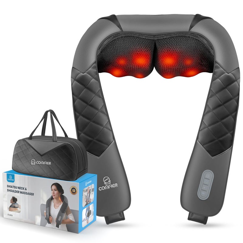 COMFIER COMFIER Shiatsu Neck Shoulder Massager Back Massager with Heat FSA HSA EligibleGifts for Mom Dad Deep Tissue 4D Kneading Massage Pillow with Portable Storage Bag Home Office and Car Use