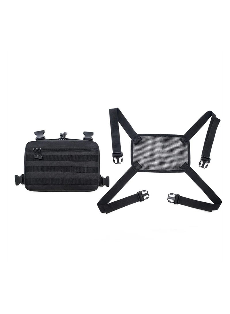 Excefore Tactical Chest Bag, Handy Mesh Breathable Chest Pack, Molle Chest Tactical Pouch, EDC Pack Tactical Chest Rig Vest for Outdoor Workouts Cycling Hiking, Black - Image 1