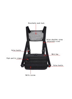 Excefore Tactical Chest Bag, Handy Mesh Breathable Chest Pack, Molle Chest Tactical Pouch, EDC Pack Tactical Chest Rig Vest for Outdoor Workouts Cycling Hiking, Black  - Image 2