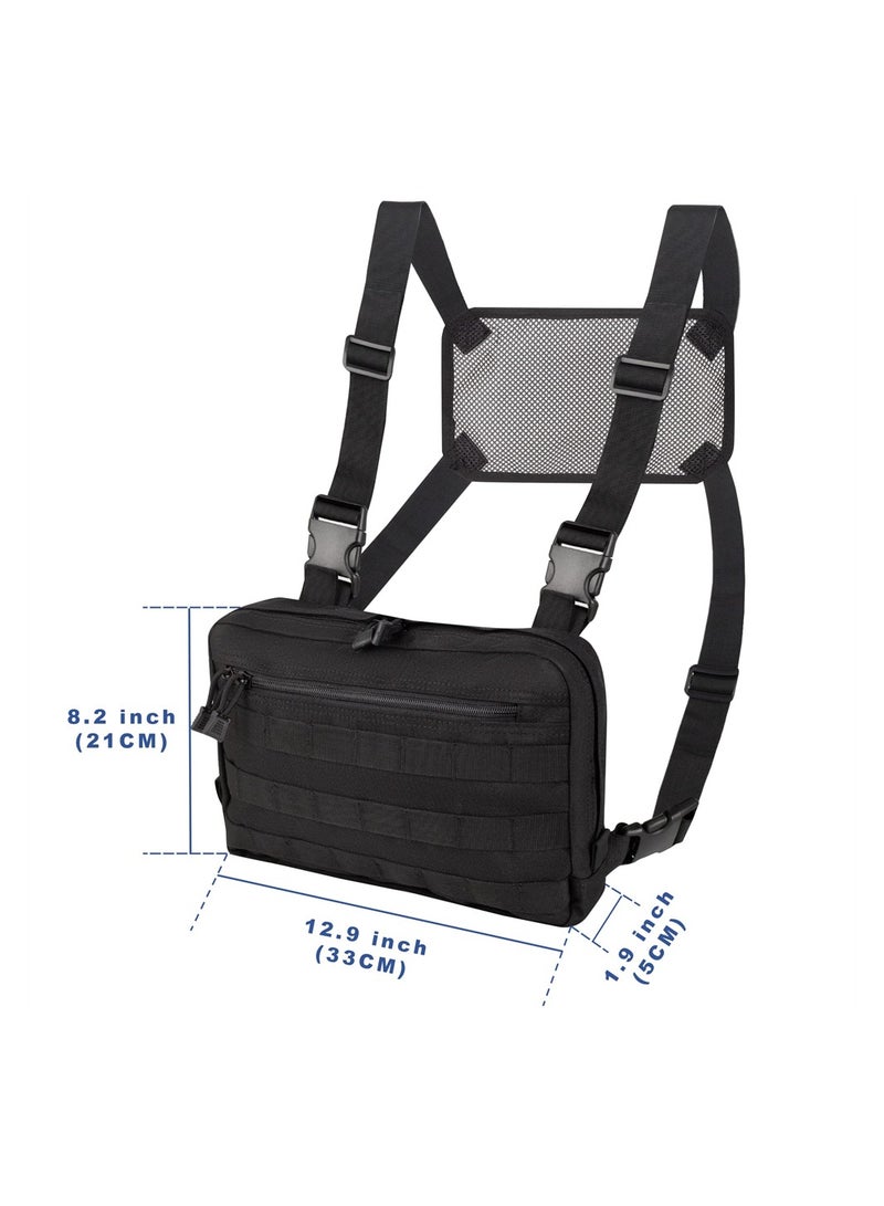 Excefore Tactical Chest Bag, Handy Mesh Breathable Chest Pack, Molle Chest Tactical Pouch, EDC Pack Tactical Chest Rig Vest for Outdoor Workouts Cycling Hiking, Black - Image 3