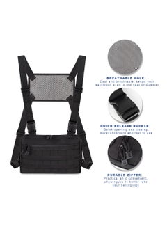 Excefore Tactical Chest Bag, Handy Mesh Breathable Chest Pack, Molle Chest Tactical Pouch, EDC Pack Tactical Chest Rig Vest for Outdoor Workouts Cycling Hiking, Black  - Image 4