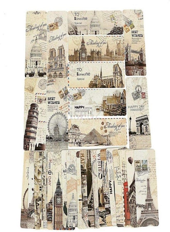 WaigN 30 Pcs Vintage European Scenes Retro Old Travel Postcard Bookmarks, Note Pads, Memo Pads Bookmarks Book Covers and Book Accessories, Decorations - Image 3