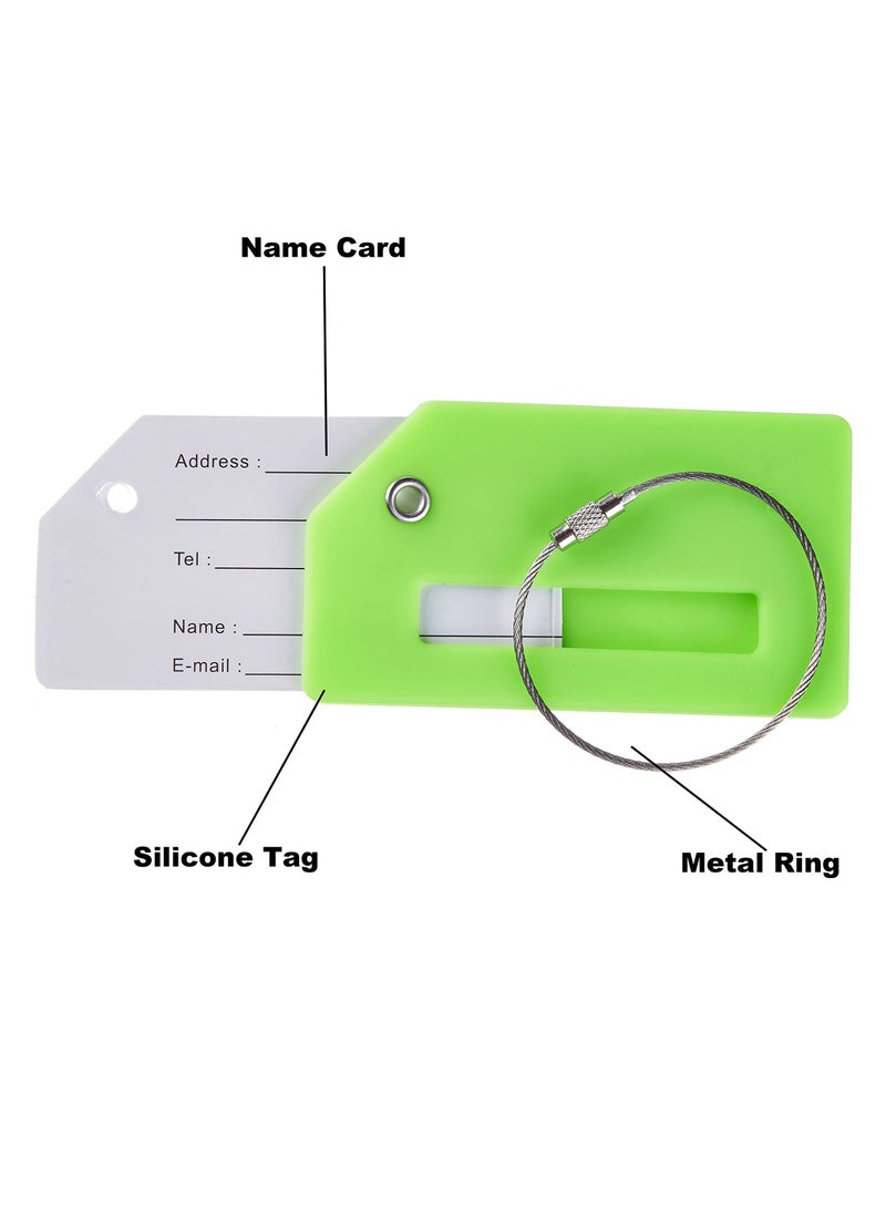 SYOSI 5 Pack Silicone Luggage Tag, With Name ID Card Quickly Spot Luggage Suitcase, Anti-lost Tag, Green  - Image 3