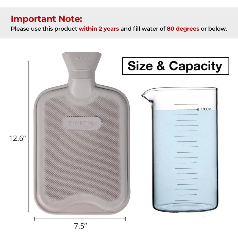 HomeTop Premium Classic Rubber Hot or Cold Water Bottle with Cute Stuffed Animal Cover (2 Liter, Purple) - Image 2