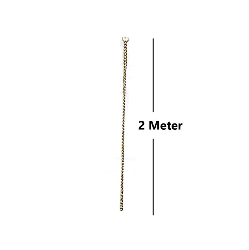 UAPAN Brass Chain for Hanging with S hook (Length of 2 Meter, Gold) - Image 2