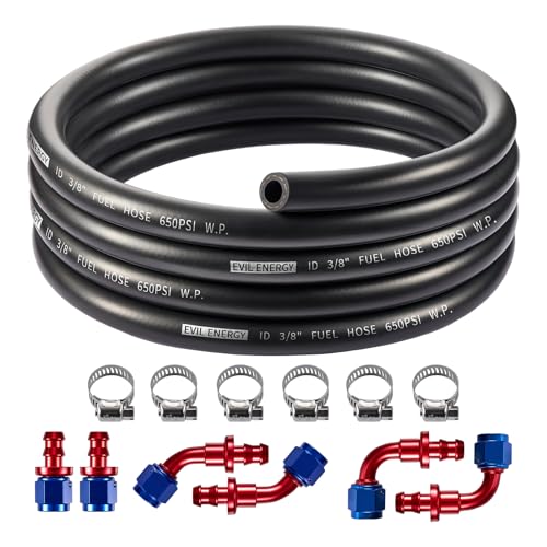 EVIL ENERGY 6AN 38 Fuel Line Kit CPE Rubber 38 Fuel Hose with Push On Fittings and Hose Clamps 12PCS 10FT BlueRed - Image 1