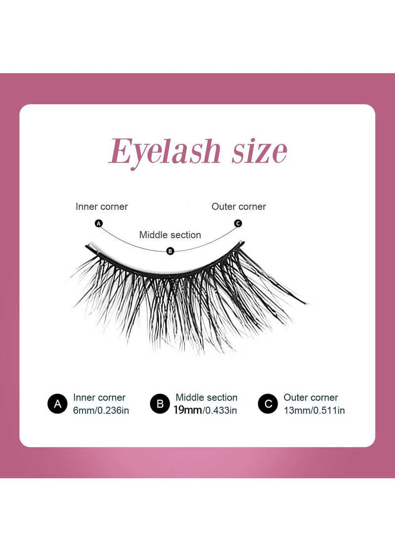معجب رموش نصف رموش صناعية ثلاثية الابعاد بمظهر طبيعي 15 ملم، مجموعة رموش صناعية ثلاثية الابعاد مصنوعة يدويا بشريط شفاف من المنك، رموش عين القطة الناعمة تبدو وكأنها وصلات مجعدة، 10 ازواج - Image 2