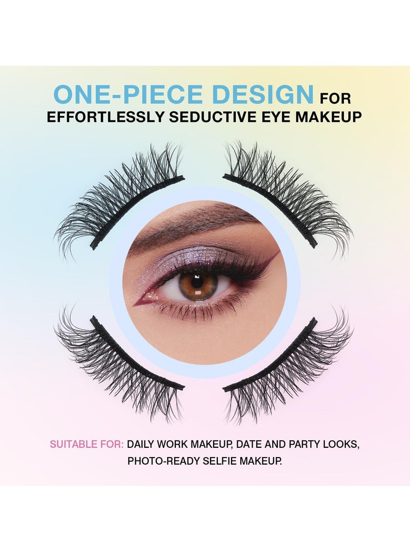 معجب رموش نصف رموش صناعية ثلاثية الابعاد بمظهر طبيعي 15 ملم، مجموعة رموش صناعية ثلاثية الابعاد مصنوعة يدويا بشريط شفاف من المنك، رموش عين القطة الناعمة تبدو وكأنها وصلات مجعدة، 10 ازواج - Image 3