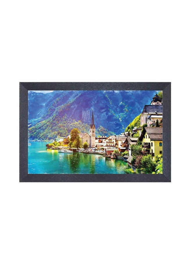 راندم لوحة تجريدية متعددة الألوان مؤطرة عشوائية (RP-2295)، 18 بوصة × 12 بوصة - Image 1