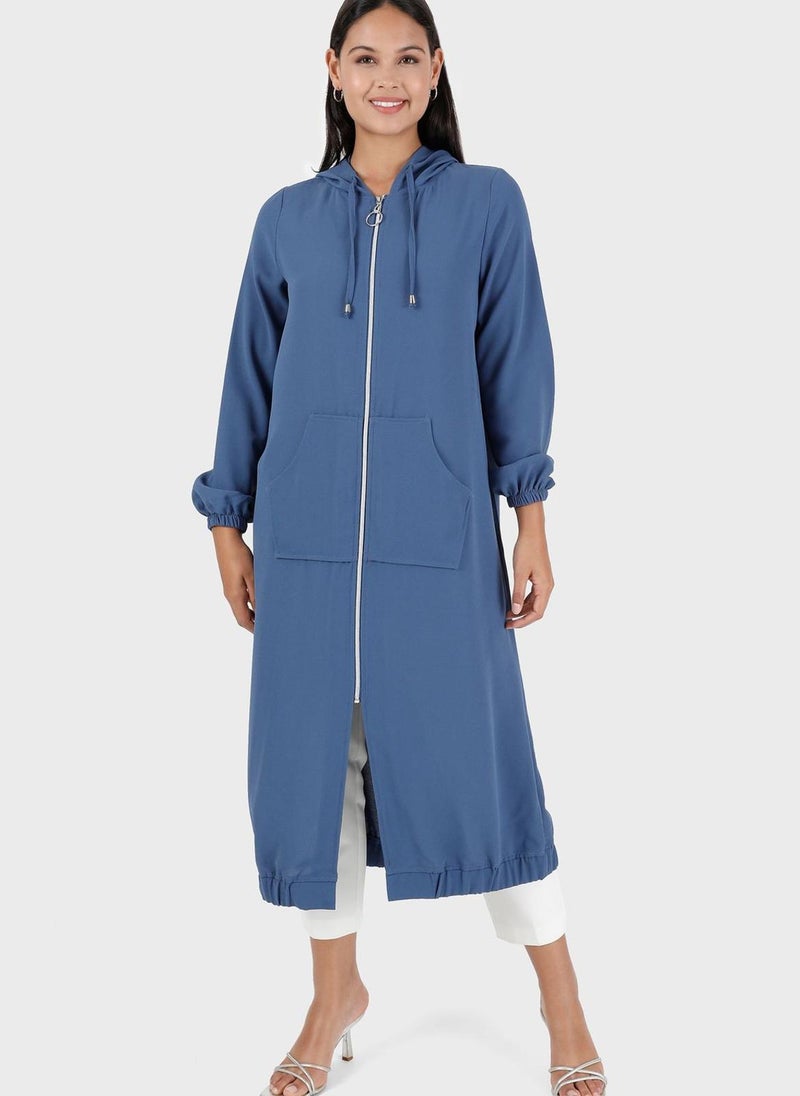 Modanisa - Crew Neck Longline Coat - Image 1