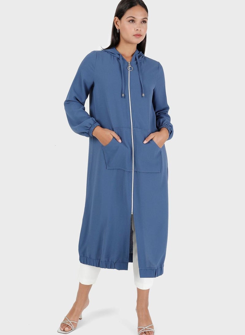 Modanisa - Crew Neck Longline Coat - Image 1
