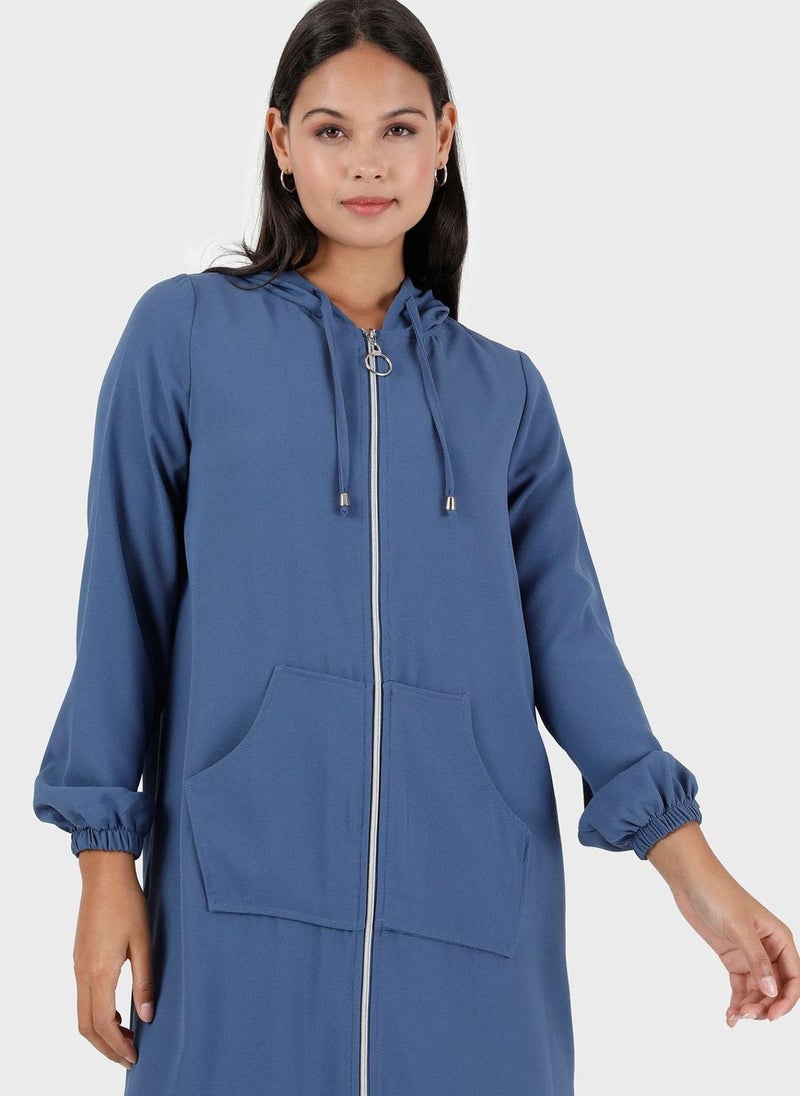 Modanisa - Crew Neck Longline Coat - Image 1