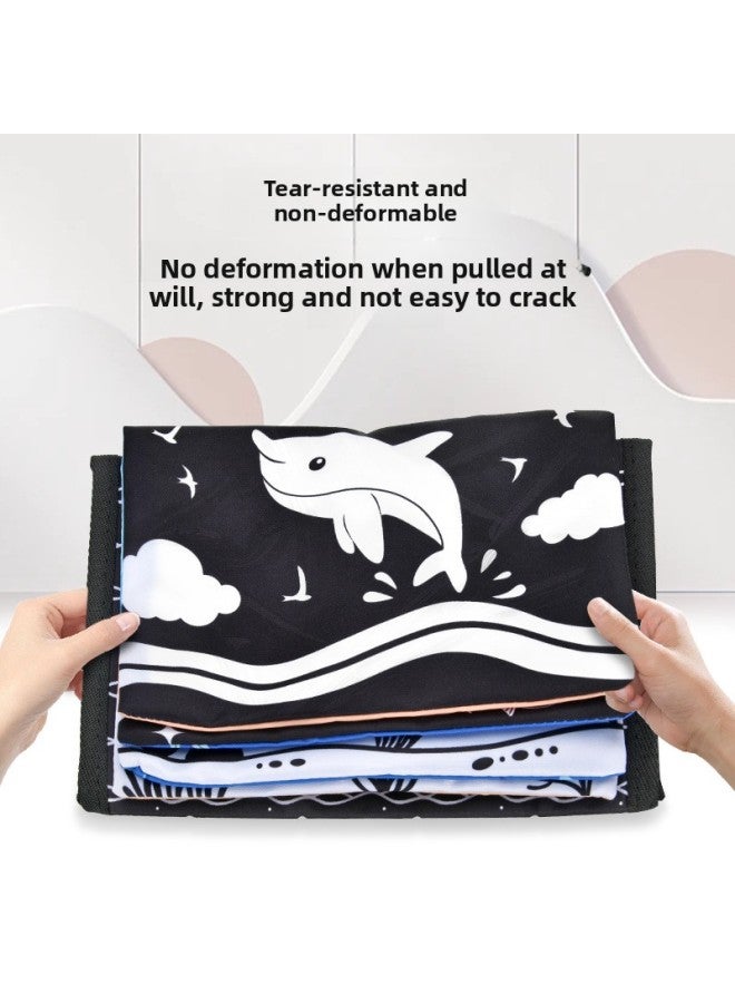 0-December Baby Early Education Cloth Book Desk Calendar Black And White Color Visual Head-up Training Tear Paper Toys-Colour:Black And White Dolphin  - Image 4