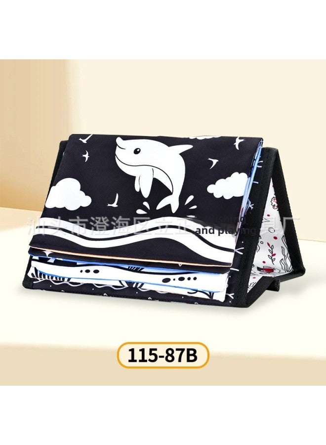 0-December Baby Early Education Cloth Book Desk Calendar Black And White Color Visual Head-up Training Tear Paper Toys-Colour:Black And White Dolphin  - Image 1