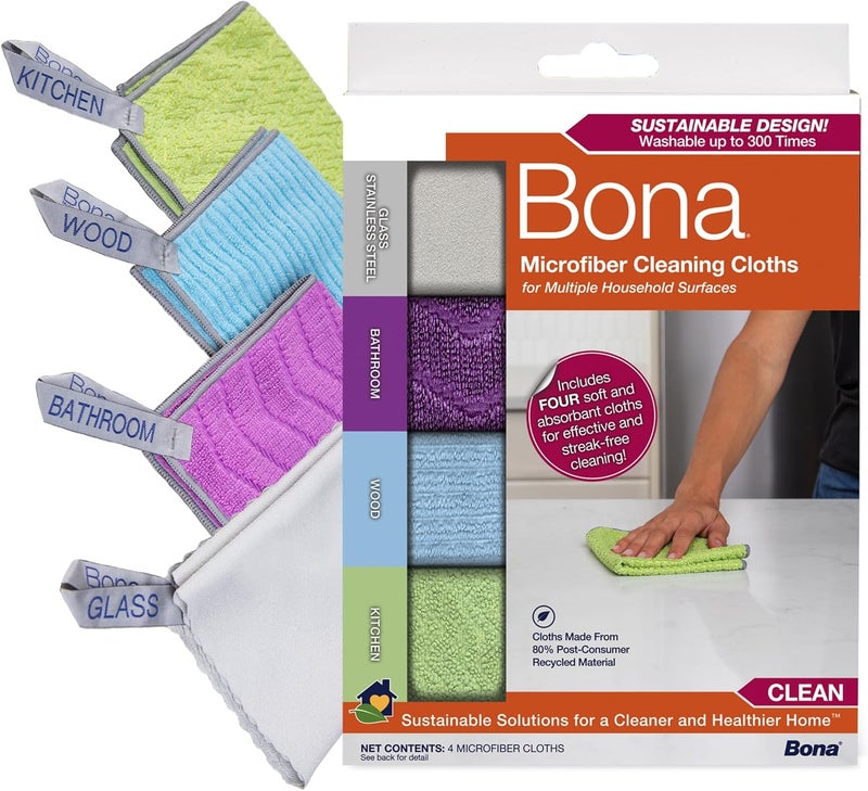 BONA MICROFIBER CLEANING CLOTHS 4 PIECES PURPLE - Image 1