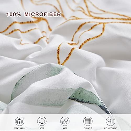 Joyreap 7 Piece Bed in a Bag Queen, Green Leaves Printed on White Botanical Design, Microfiber Set for All Season (1 Comforter, 2 Pillow Shams, 1 Flat Sheet, 1 Fitted Sheet, 2 Pillowcases) - Image 4
