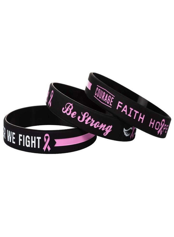 Sainstone Pink Awareness Ribbon Silicone Bracelets with Saying, Mental Health Awareness Bracelets, Cancer & Cause Awareness Wristbands Gift for Men Women, Patients Survivors Family Friends (3-pack) - Image 5