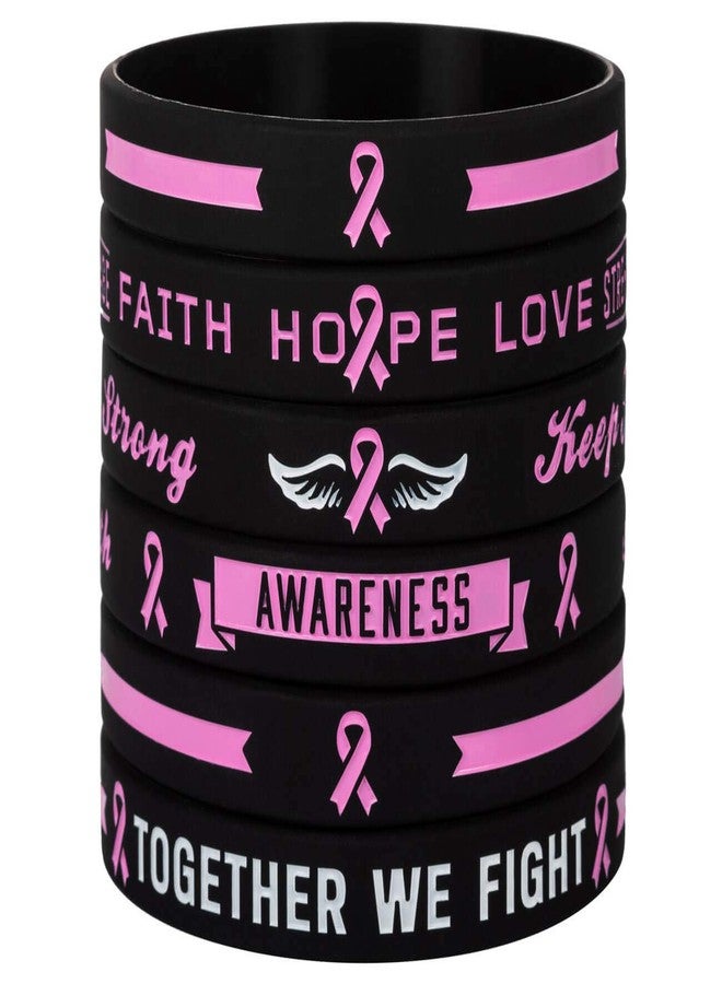 Sainstone Pink Awareness Ribbon Silicone Bracelets with Saying, Mental Health Awareness Bracelets, Cancer & Cause Awareness Wristbands Gift for Men Women, Patients Survivors Family Friends (3-pack) - Image 3