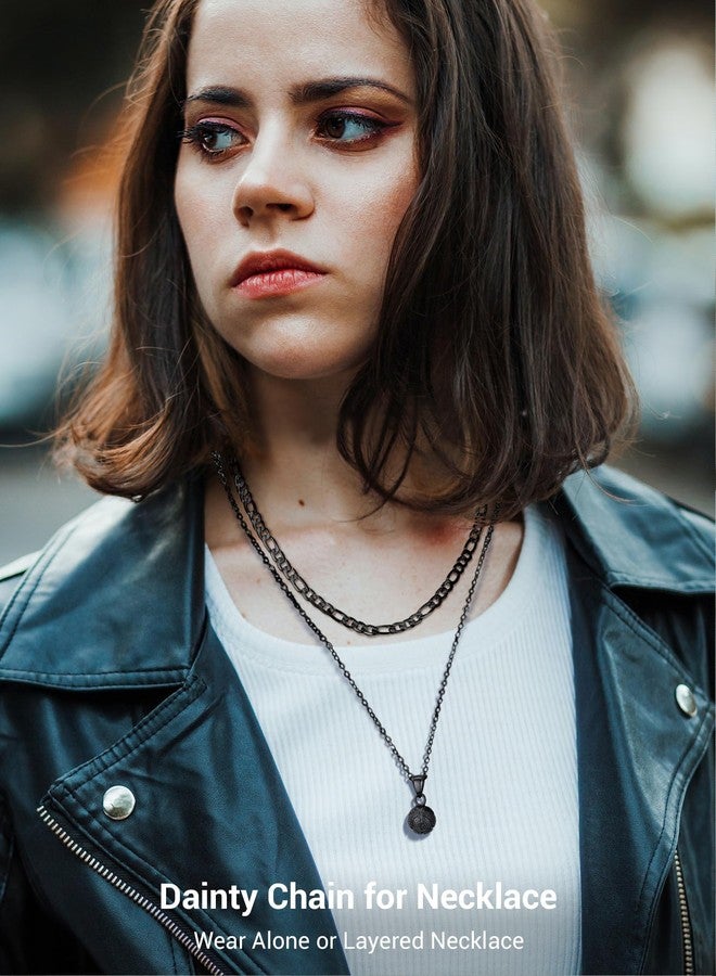 PROSTEEL Black Chain Figaro Link Necklaces Jewelry Gothic Goth Layered Chain Necklace - Image 2