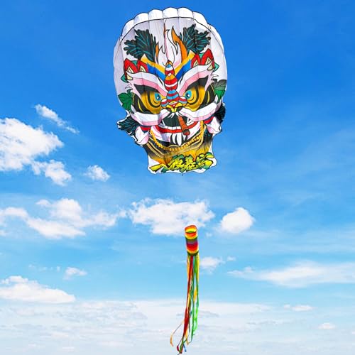 Catch&Hunt Large Kites for Adults,3D Beijing Opera Lion Frameless Soft Umbrella Giant Flying Kites,Easy to Fly with 330Ft Kite String in Beach and Amusement Parks-Ages 12+ (60" W x 90" H) - Image 1