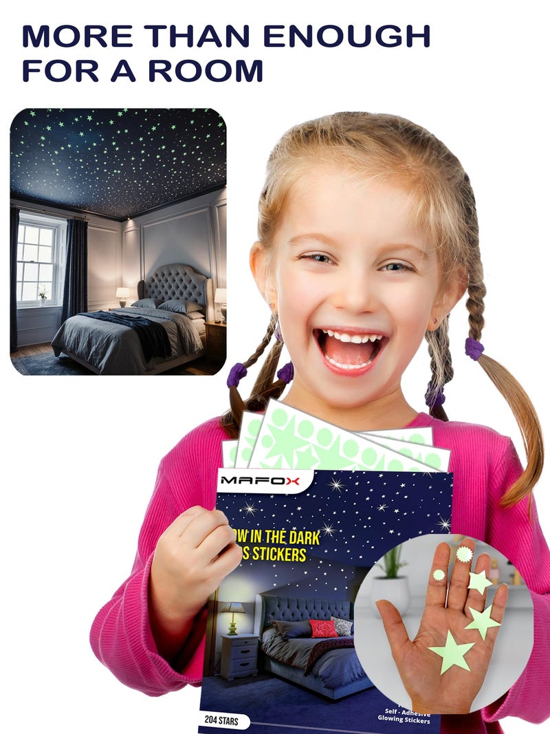 MAFOX Glow in The Dark Stars for Ceiling or Wall Stickers - Glowing Wall Decals Stickers Room Decor Kit - Galaxy Glow Star Set and Solar System Decal for Kids Bedroom Decoration - Image 4