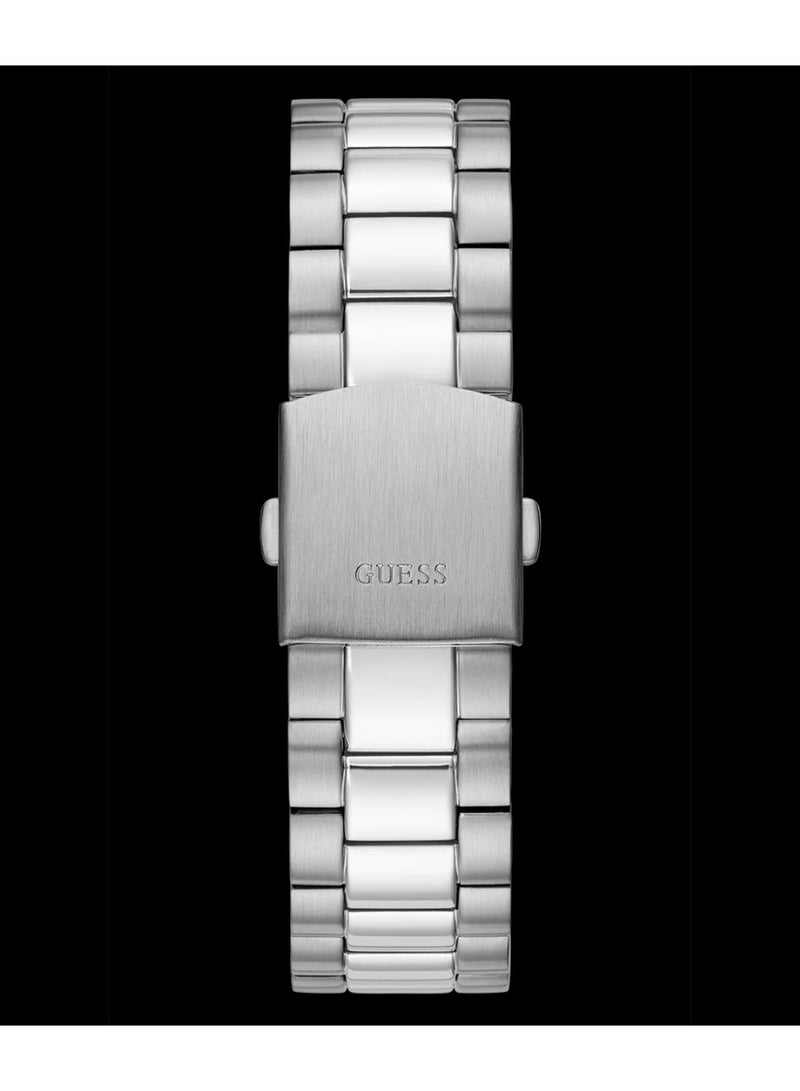 جس ساعة Guess GW0265G7 رجالي كوارتز – إطار وسوار ستانلس ستيل فضّي ومينا أزرق Sunray – 42 مم، عرض اليوم والتاريخ، مقاومة ماء 5 ATM - Image 4