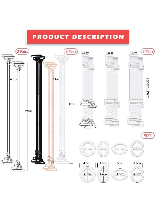 24 Pieces Clear Bra Straps, Invisible Adjustable Bra Strap Non-Slip Bra Replacement Shoulder Straps - Image 2