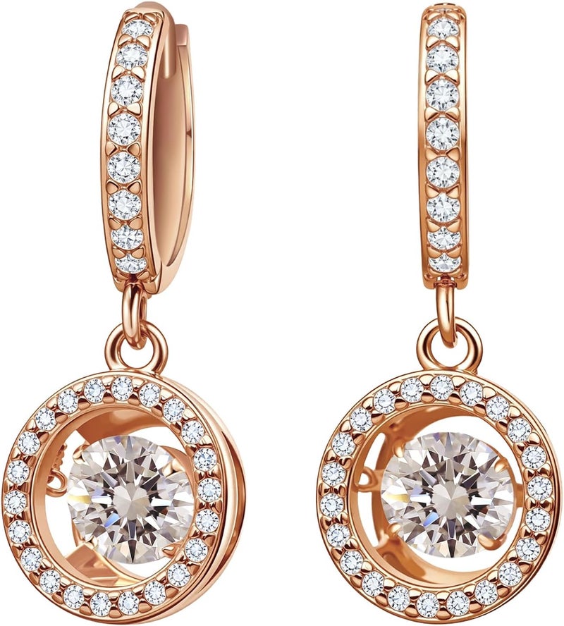 Women's Moissanite Pendant Earrings, 0.8CT Lab-Created Diamonds, 18K Rose Gold Plated - Image 1
