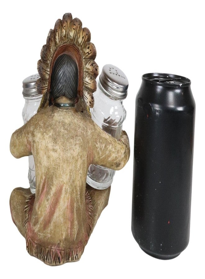 Ebros Gift Southwest Native American Indian Warrior Chieftain With Headdress Roach Decorative Salt And Pepper Shakers Holder Figurine Set Cultural Heritage Kitchen Accent - Image 3