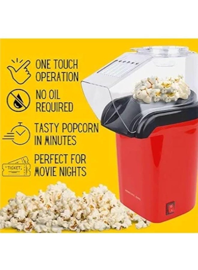 Mini Fast Hot Air Popcorn Popper Machine No Oil Popcorn Makerideal For Watching Movies And Holding Parties In Home Healthy Hot Air Popcorn Popper Red - Image 3