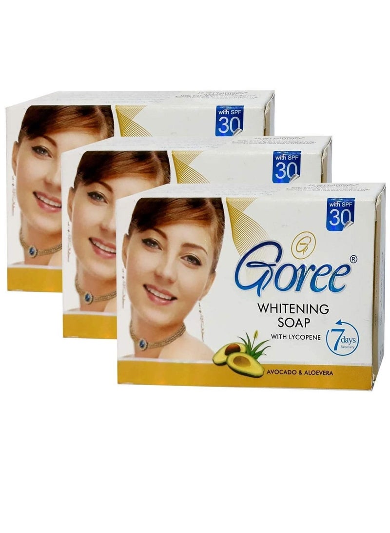 Goree Skin whitening soap with lycopene, white, 100 grams, 3 pieces - Image 1