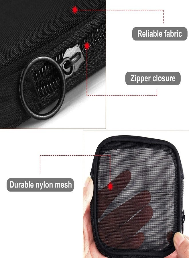 Fennec Mart 4pcs Mesh Makeup Pouch Small Cosmetic Bags for Women, 4.7" Square Nylon Mini Zipper Organizer for Lipstick, Coins, Toiletries, Accessories - Compact Travel Pouches for Purse & Bag (Black) - Image 3