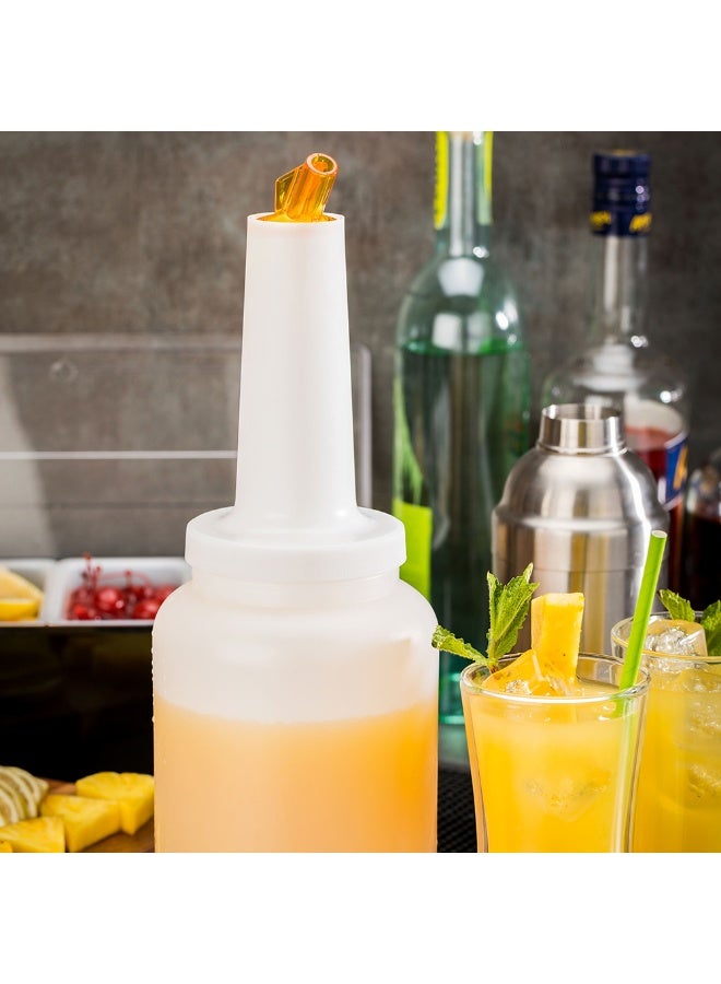 Restaurantware 2 qt Plastic Quick Pour Storage Container Bottle - with Yellow Spout and Lid - Bar Storage Bottle - 4 3/4" x 4 3/4" x 13 3/4" - 1ct Box - Bar Lux - Image 3