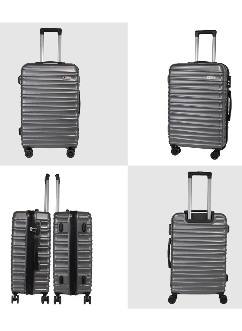 Aklsvion - Aklsvion 3 Piece ABS Hardside Spinner Luggage Hard Suitcase Trolley Set 20/24/28 Inch Spinner Wheels with Number Lock Luggage Collection Set of 3 Travel Luggage Bag Grey - Image 1