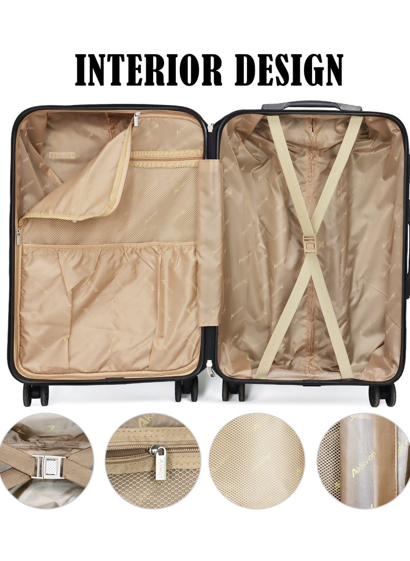 Aklsvion - Aklsvion 3 Piece ABS Hardside Spinner Luggage Hard Suitcase Trolley Set 20/24/28 Inch Spinner Wheels with Number Lock Luggage Collection Set of 3 Travel Luggage Bag Grey - Image 1